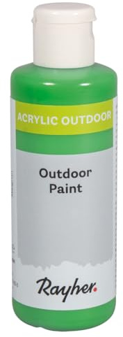 Rayher Outdoor Paint Acrylfarbe, maigrün, Flasche 80 ml, auf Wasserbasis, hochpigmentierte Acrylfarbe, ideal für den Außenbereich, wetterfest, lichtecht, witterungsbeständig, 35070412