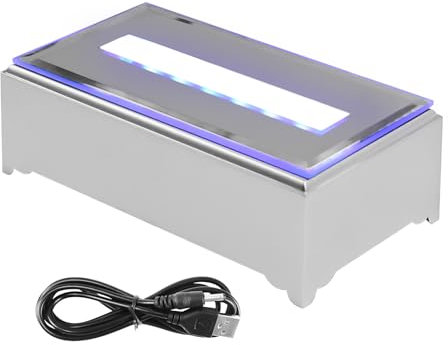 LED-Lichtsockel für Kristall, 7 LED-Perlen, silberfarben, rechteckig, 6 Farben, automatischer Farbwechsel, LED-Display-Basis für 3D-Kristallglas-Kunst (1 Stück)