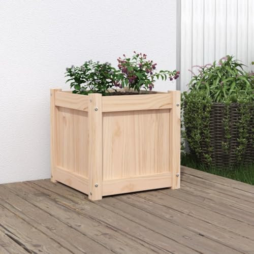 BaraSh Jardinera Madera Jardinera Madera Exterior maceteros Exterior jardineras Exterior Maciza de Pino 40x40x40 cm