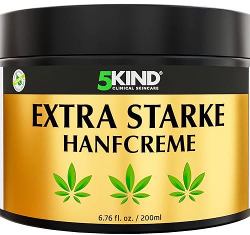 5kind Extra Strong Hemp Cream 200ml - High Strength Hemp Oil and Arnica Cream - for Massaging Joints & Muscles, Lower Back, Feet, Knees, Neck & Shoulders - Rich in Natural Extracts
