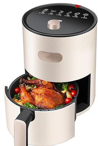 Single Drawer Air Fryer 6 Smart Programs And Dishwasher Safe Basket White Green 4L Voltage 220V Energy Saving Oil Free Electric Fryer.(White)