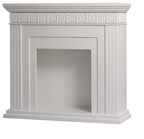 Mantel Surround Indoor Electric Fireplace Stove Mantel Trim Surround - Elegant White Gloss Finish Fireplace Stove Mantel Trim Surround for Living Room Bedroom Fireplace Mantel Decor