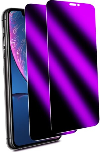 MAYtobe 2Stück Panzer Sichtschutz Glas für iPhone 11 Pro/XS/X Purpur Folie | Buntes Purpur Blickschutz folie, Volle Abdeckung, Anti Spy, 9H Härte, Anti-Kratzen