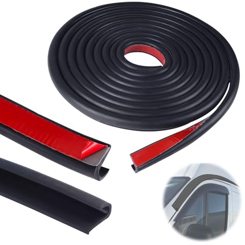 DBREAKS Riel de Goteo, 5M Canalón para Camper en Forma de J, PVC Drip Stop, Canalón Autoadhesiva, para Vehículos Camión Camper Caravanas(negro)