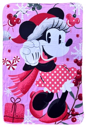 CARTOON Manta infantil 100 x 150 cm manta polar 100% suave poliéster 210 gsm (Minnie (Navidad))