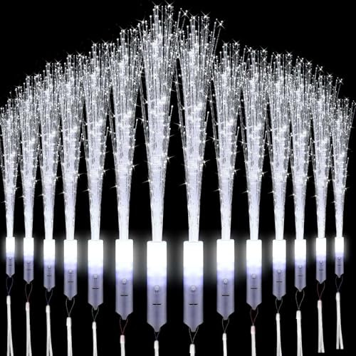 Sunshine smile LED Leuchtwedel Set,6 Stück Hochzeit Leuchtwedel,Glasfaser Leuchtstab,LED Leuchtstäbe,Hochzeit Glasfaserlampe,Leuchten im Dunkeln