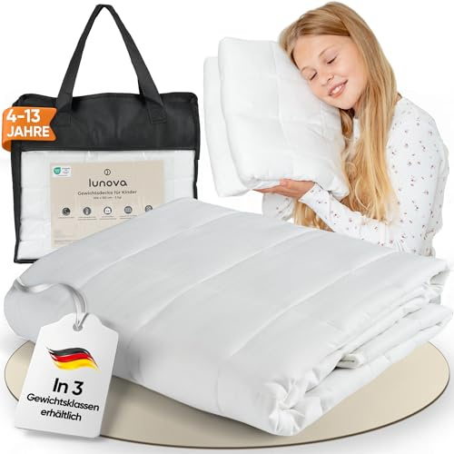 LUNOVA Weighted Blanket Children 2 kg (90 x 120 cm) Soothing Heavy Blanket for Peaceful Sleep and Security Oeko-Tex Cotton, Washable, Ideal for 15-25 kg Body Weight Weighted Blanket Kids