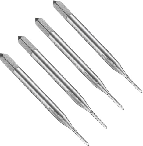 QUARKZMAN 4pcs Macho de Roscar de Flauta Recta, M1 x 0.25 Métrica Herramienta de Roscado Y Fresado de Roscas, Acero Rápido 6542 (HSS 6542)