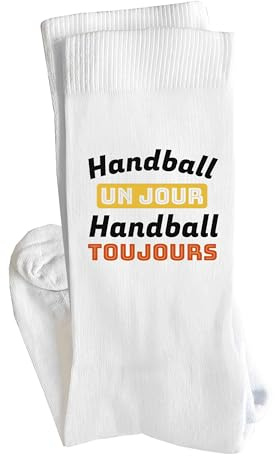 Otshirt Chaussettes handball un jour handball toujours | Socks | Idée Chaussettes Personnalisées Cadeau Fête Original Famille Travail Départ Collègue Retraite Noël.
