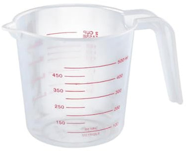 NobesOnbet Vaso medidor de 500ml, Vaso medidor de plástico con asa graduada, Vaso medidor Transparente, Resistente a caídas, Recipiente de líquido apilable