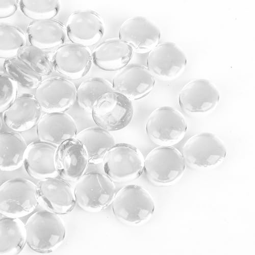 LDHHYH Clear Glass Pebbles, 600Pcs 3kg Clear Glass Beads, Glasses Beads for Vases, Aquarium, Mosaic Tiles, Landscaping, Vase Filler Home Decor