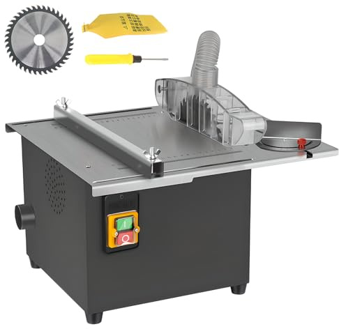 Sega da tavolo multifunzione 1600 W, mini sega elettrica da tavolo con raccolta della polvere, copertura antipolvere a 45°, profondità di taglio 55 mm, per legno, plastica, acrilico