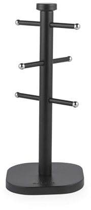 Salter Kuro Mug Tree, Carbon Steel, 6 Mug Holder, Black | 3-Tier Branch Design, Freestanding Countertop Stand, Wipe-Clean Finish, Space-Saving Cup Storage, Kitchen Organisation