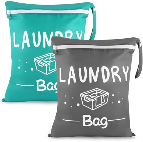 CUEMOON 2 Stück Reise Wäschesack Klein mit Reißverschluss, 48 x 38cm Wasserdichte Wäschebeutel Reise,für Zuhause, Reisen, Urlaub, Camping, Wohnwagen, Schlafsaal