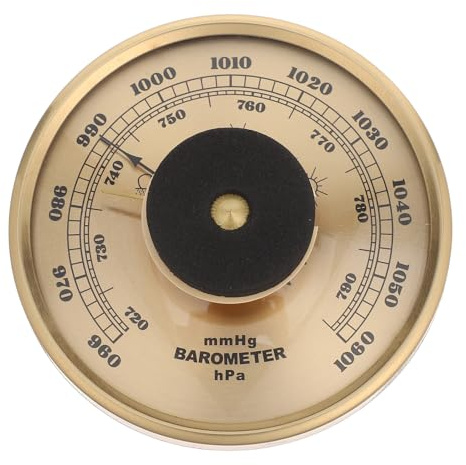 Homoyoyo Barómetro Analógico para Interiores Estación Meteorológica Termómetro E Higrómetro Medidor Climático Portátil de 90 MM en Color Dorado Adecuado para Hogar Oficina y Control