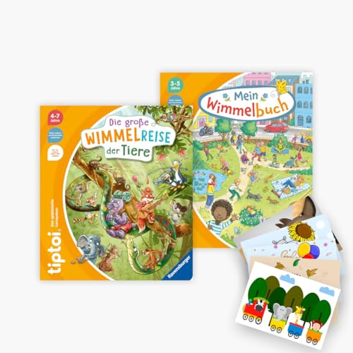 Das tiptoi® Wimmelbuch - Set Tiere + Alltag entdecken - 2 Bücher plus 1 exklusives Postkartenset