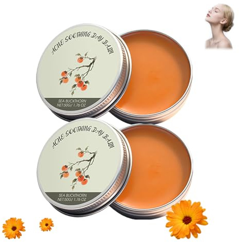 Organics Balsamo giornaliero efficace per acne, trattamento naturale dell'acne a base di erbe per viso, corpo e schiena | Riduce brufoli, crema chiarificante contro rughe e idratante (2 pezzi)