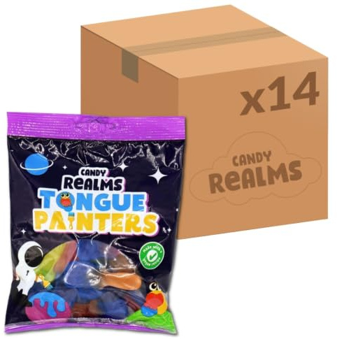 Candy Realms Tongue Painters, 120 g (Pack of 14) | Fruit Flavoured Gummies, Fun Paintbrush Shaped Sweets, Sharebag