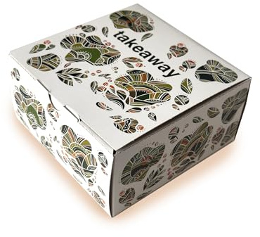 Generico Scatola Automontante per Asporto Alimenti, Cartone Riciclabile, 15x15x7,5 cm, Quadrata, Coperchio Integrato, 70 Unità. Prodotta in Italia da Biopack.green