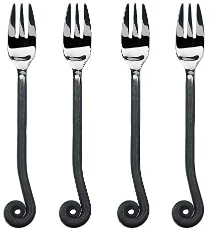 Gourmet Settings - 4-Piece Cocktail Forks Set - Treble Clef Collection - Polished/Matte Stainless Steel Silverware - Appetizer/Dessert/Seafood/Fruit Fork - 5.5 Inches - Dishwasher Safe (34-911)