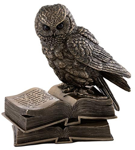 Private Label *Bronze* Barn OWL on Book Figure Statue Figurine Large