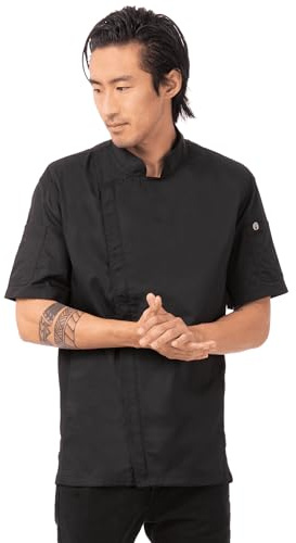 Chef Works Men's Springfield Chef Coat, Black, Small