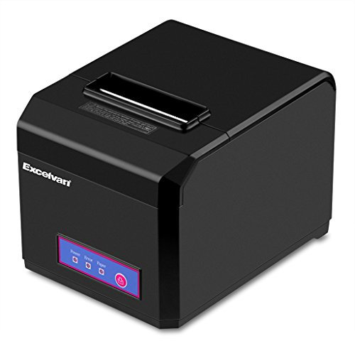Excelvan Bluetooth Thermo-Nadeldrucker für Quittungsbelege, 80 mm, Selbstabschneider, ESC / POS für Android / iOS / Linux / Win2000 / Win2003 / WinXP / Win7 / Win8 / Win8.1 / Win10, Schwarz