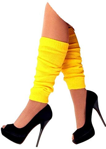 krautwear Damen Beinwärmer Stulpen Legwarmers Overknees gestrickte Strümpfe 80er Jahre 1980er Jahre, 1x Gelb, Einheitsgröße