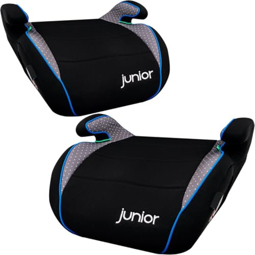 2er SET Sitzerhöhung für Kinder zwischen 125 cm und 150 cm (SCHWARZ/GRAU/BLAU)
