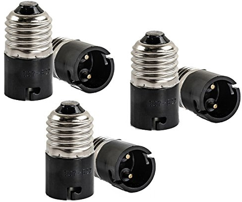 E27 auf B22 Sockel Konverter Adapter, E27 Edison auf B22 BayOne Lampensockel-Adapter, 6-Pack 250.0 volts