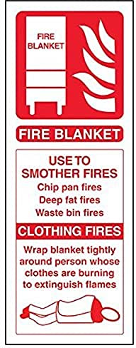 VSafety 11008AC-R'Fire Blanket ID' Schild, Hochformat, 75 mm x 200 mm, 3 Stück