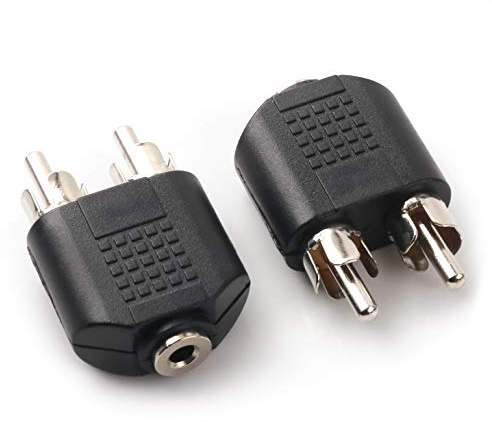 NANYI - Têtes Audio mâles de 3.5mm (1/8 Pouce) à Deux RCA mâles, Adaptateur Audio stéréo à Deux connecteurs RCA M de 3,5mm (1/8 Pouce) F, 2 Packs (3.5 F-2xRCA M)