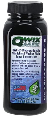 Qwix Mix Windshield Washer Fluid Concentrate, 1 Bottle Makes 55 Gallons - 100% Biodegradable Grime & Dirt Remover, Superior Commercial Grade Glass Cleaner, Single
