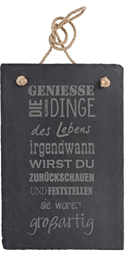 Spruchreif · Schiefer Tafel mit Gravur · Türschild · Schieferschild mit Juteband · Dekoschild aus Schiefer zum Aufhängen · Geschenkidee für Familie und Freunde