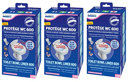 Dr. Helewa Carebag WC Toiletten Hilfe Cleanis Wegwerf Toilette Urlaub Outdoor Camping Caravan Wohnmobil Boot Bus Toilettenstuhl Eimer Medizinische Pflege Behinderung (3 Set=60Stk)