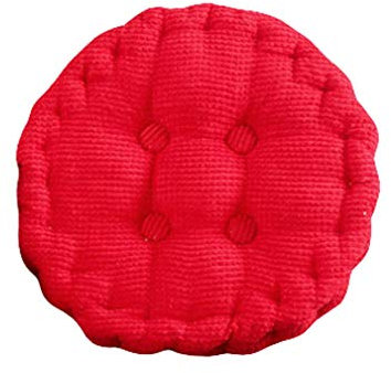 JK Home einfaches rundes Stuhlkissen, EPE Baumwolle gefüllt, Rückenkissen für Reisen, Esszimmer, Wohnzimmer, Cord+Perlgarn, rot, 50x50cm