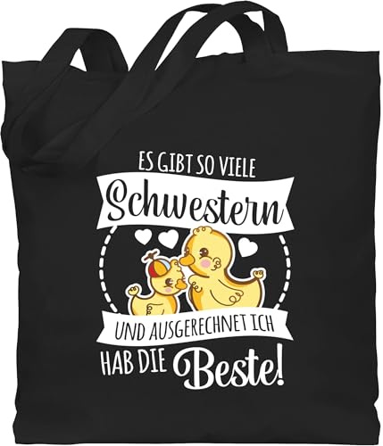 Shirtracer - Baumwolltasche - Schwester Taschen - Es gibt so viele Schwestern und ausgerechnet ich hab die beste mit Enten - weiß