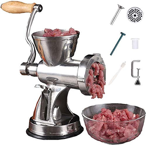 ZKHD Kitchen Aid Meat Grinder Attachment for Stand Mixer Manual Multifunctional Stainless Steel Meat Grinder,Powerful Suction Cup Base,Can Make Minced Meat, Enema,Silver
