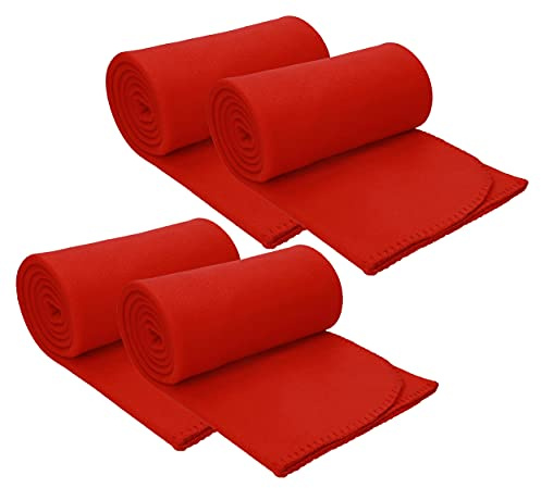 Betz 4 Stück Fleecedecken Kuscheldecken Größe 130x170 cm Farbe rot