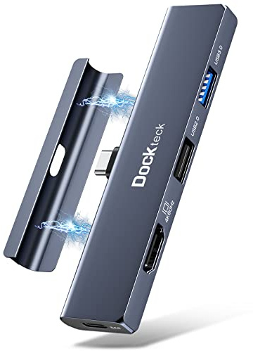 USB C Hub für iPad Pro,Dockteck 5-in-1 Multiport Adapter mit HDMI 4K 60Hz 100W PD, USB 3.0, Audio,USB C Dock Magnetischem Grif für iPad Pro 2022/2021 / 2020/2018 iPad Air iPad mini 6