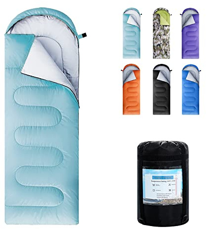 ORTHOMTEX Sleeping Bags for Adults,Kids & Girls-Warm & Cold Weather Lightweight Waterproof Sleeping Bag Backpack,Great for 3-4 Seasons Hiking,Camping and Outdoor Mountaineering(Sky Blue/Left Zip)