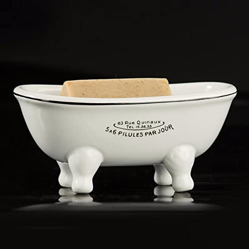1 Piece Ceramic Mini Clawfoot Slipper Bathtub Soap Dish Vintage Decortative Soap Dish (Style 02)