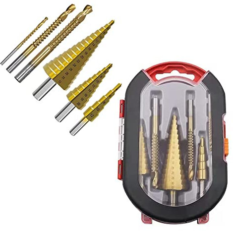 HSS Trapano in Titanio 6 Pcs Set Di Punte a Gradini Kit 4-12/4-20/4-32 mm Trapano in Titanio Ad Alta Velocità Punte Coniche Fresa Conica Trapano a Gradini Per Perforazione in Legno, Acciaio, Plastica