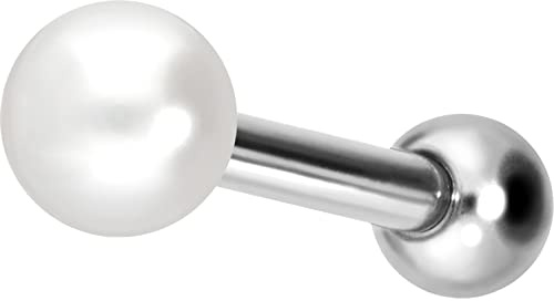PIERCINGLINE Titan Ohrpiercing mit Innengewinde SYNTHETISCHE PERLE Piercing Ohr Helix Tragus Lobe Farb & Größenauswahl