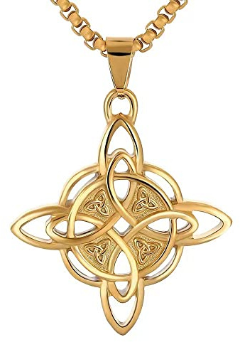 NIGHTCRUZ Collana con nodo delle streghe, ciondolo nodo celtico con Triquetra Trinity