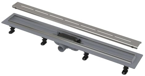 Alcadrain Duschrinnen - Duschwanne Simple 95 cm, mit Edelstahlrand, mit Rost, Edelstahlmatte APZ18-950M
