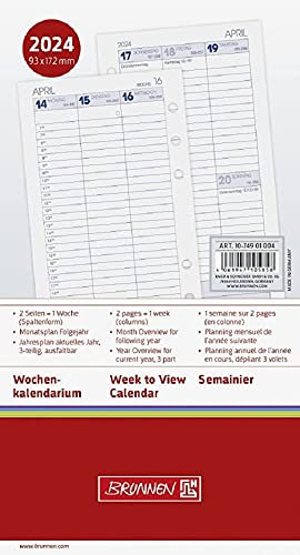 BRUNNEN Wochenkalendarium FILIUS 2024 2 Seiten = 1 Woche Blattgröße 9,3 x 17,2 cm weiß