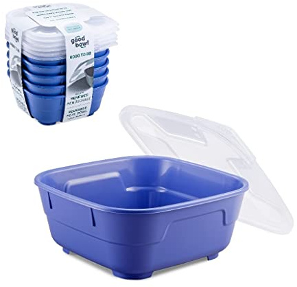 Thermohauser GoodBowl Tiny, 5er Set, Mehrweg Essensbehälter, 550 ml, To Go Lunchboxen, mikrowellengeeignet, blau