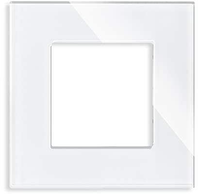 LUXUS-TIME Solo marco de cristal para interruptores de luz, para interruptores táctiles, interruptores de luz, enchufes, empotrables, marco de cristal en gris, blanco, negro (1 compartimento, cristal
