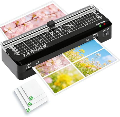Laminator, A4 Laminator Machine, Thermal Laminating 70s Fast Warm-up with Build in Trimmer, Portable Personal Laminating Machine with NTC Technology for Home, Office, School (A4+10pics)